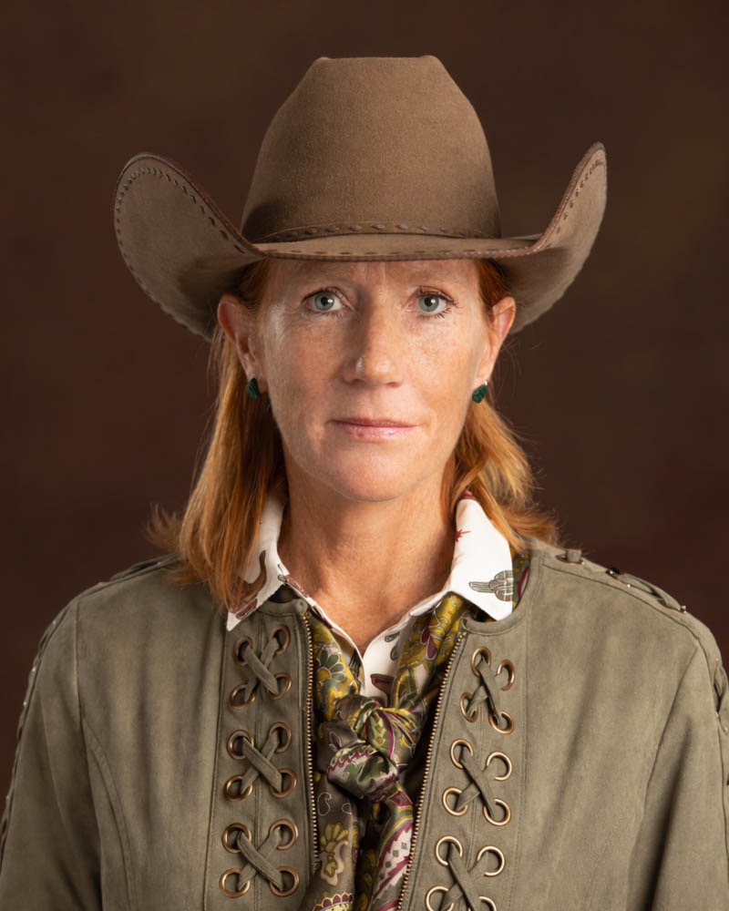 Horse show judge Jan Dublin of San Angelo, Texas, in a cowboy hat